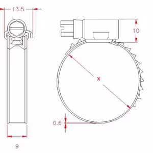 90-110mm 9mm Wide Worm Drive Hose Clamp
