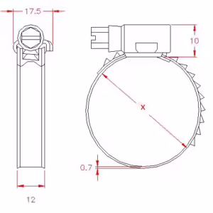 200-220mm 12mm Wide Worm Drive Hose Clamp