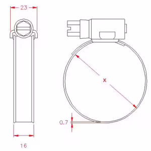70-92mm 16mm Wide Worm Drive Hose Clamp