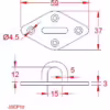 58x36mm Four Hole Diamond Eyeplate - Image 2