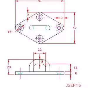 89x57mm Four Hole Diamond Eyeplate