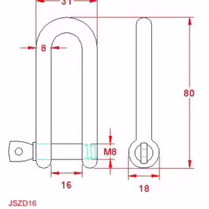 Long D Shackle with Screw Collar Pin