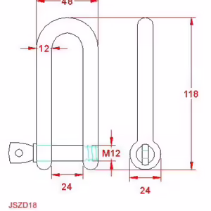 Long D Shackle with Screw Collar Pin