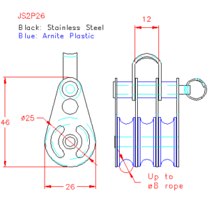 Triple Wire Rope Pulley Block With Shackle