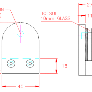 Flat-back D Glass Clamp for 10mm Glass