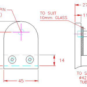 Round-back D Glass Clamp for 10mm Glass