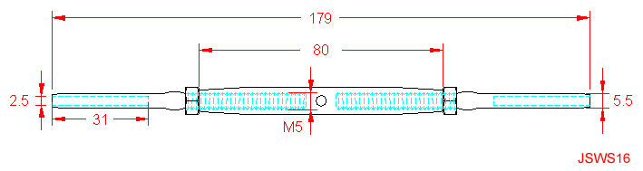 Rigging Screw with Swage Terminal Ends